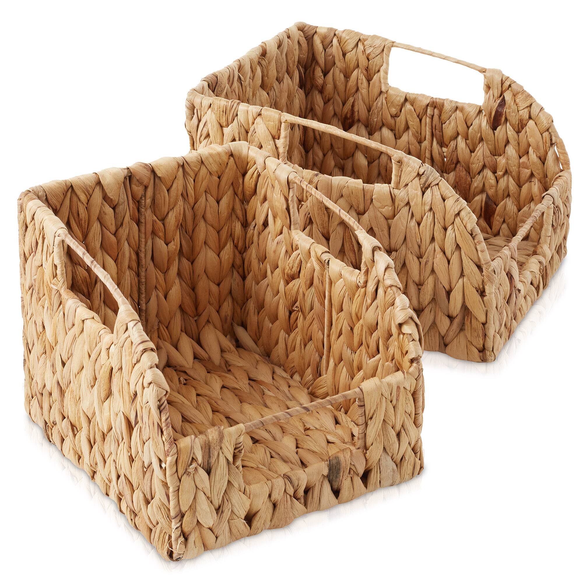 Alt View 2. Casafield - 2pk Water Hyacinth Kitchen Pantry Basket Bins with Handles - Natural - Hyacinth.