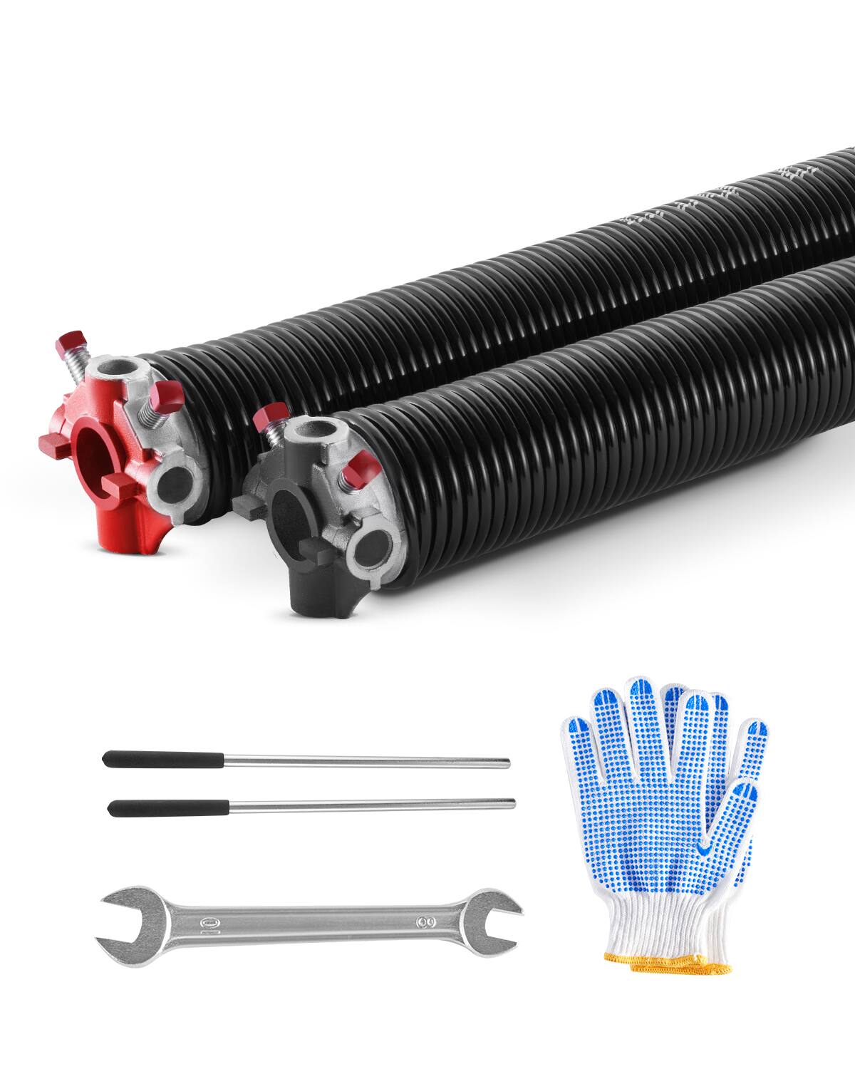 Front. VEVOR - Garage Door Torsion Springs, Pair of 0.218 x 2 x 26 in, 16000 Cycles, Electrophoresis Black Coated for Replacement - Black.