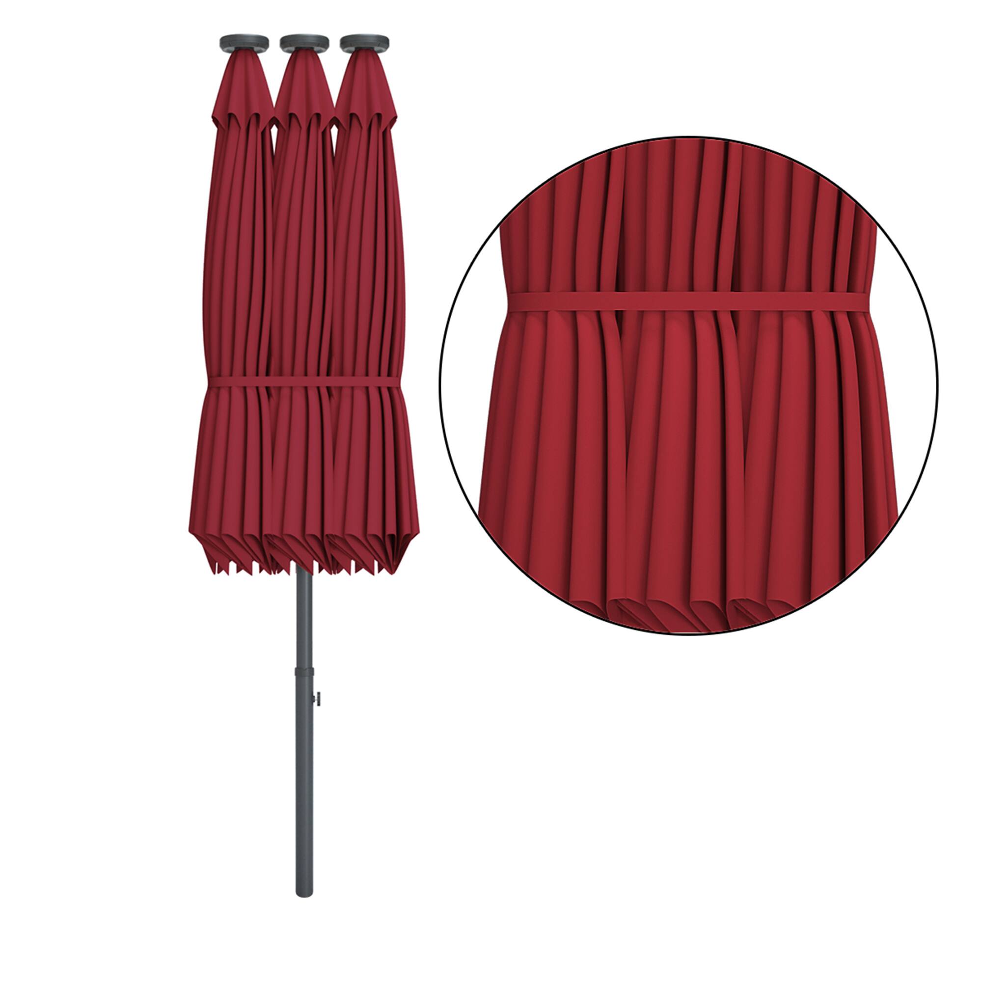 Alt View 7. Gymax - Gymax 15Ft Solar LED Patio Outdoor Double-Sided Umbrella w/ 36 Lights Crank Burgundy - Burgundy.