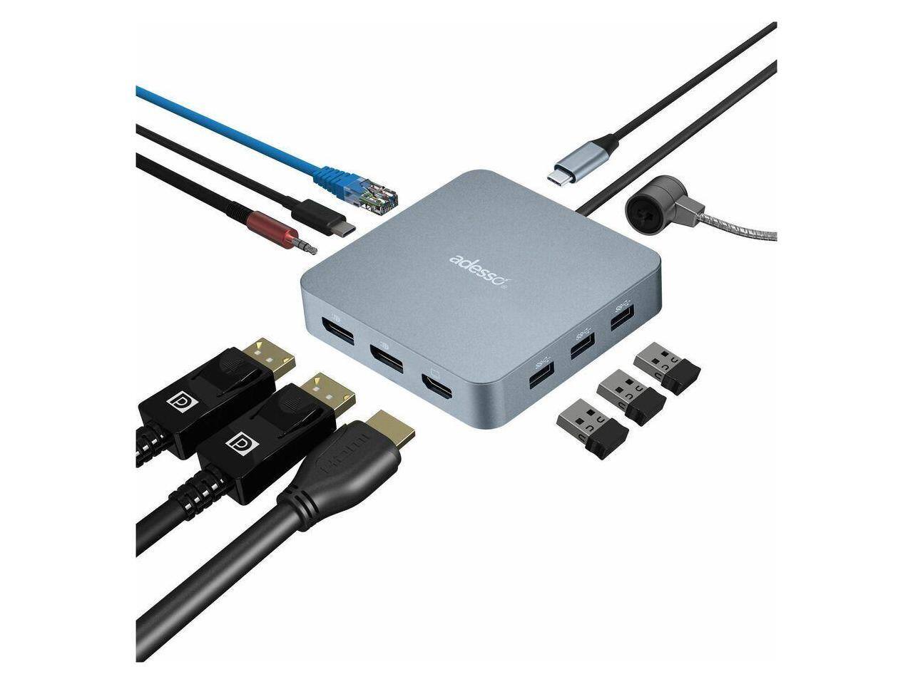 Alt View 5. Adesso - Adesso AUH-4051 Docking Station - 65W USB-C, 3 Displays, 4K/8K, 5 USB Ports - Black.