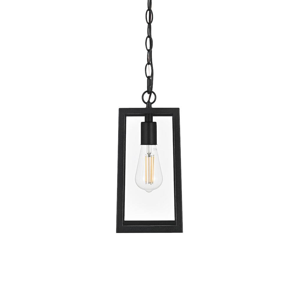 Left. Elegant Lighting - Veda 13 inch Outdoor Pendant in Black - Black And Clear.