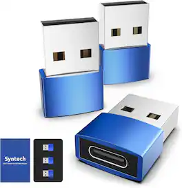 Syntech - USB C Female to USB Male Adapter Pack of 3 USB C to USB Adapter, Type C Charger Cable Power Converter - Blue