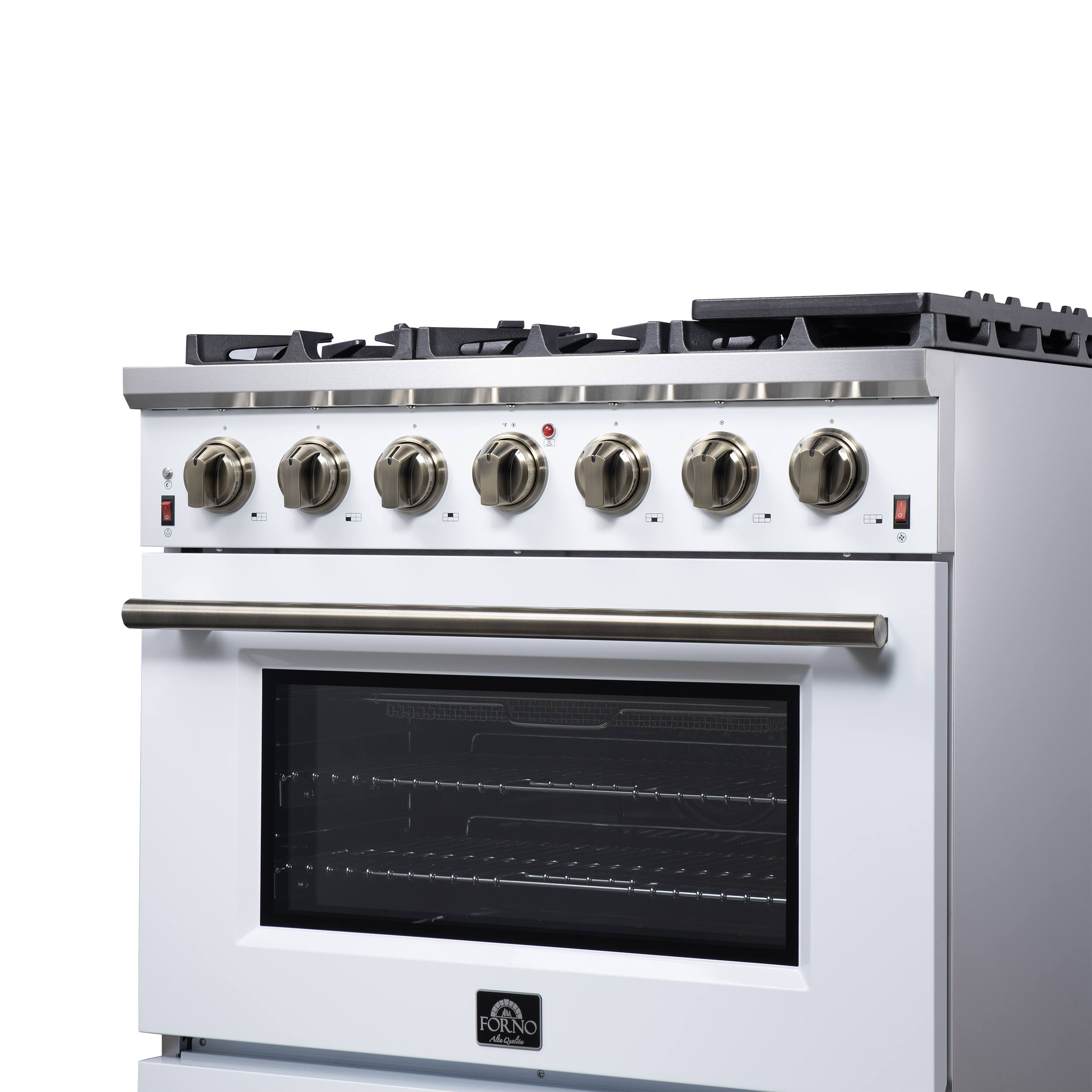 Alt View 6. Forno Appliances - Massimo 5.36 Cu. Ft. Freestanding Gas Convection Range with Air Fryer Kit, Wok Support & Griddle - White.