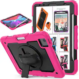 DuraSafe Cases - iPad 10th Gen 10.9" 2022 Heavy-Duty Rugged Case with Screen Protector and Kickstand A2696 A2757 A2777 A3162 A3354 A3355 - Pink