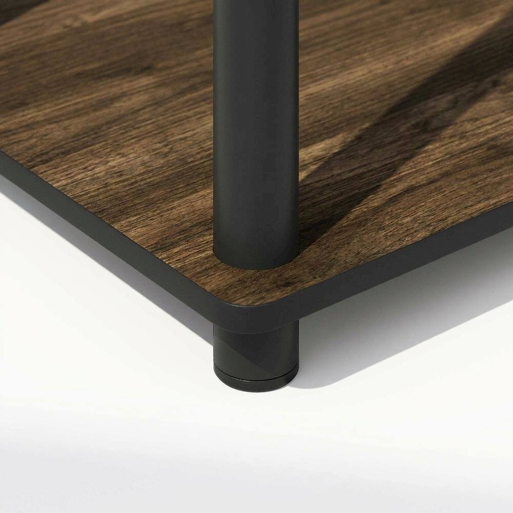 Alt View 2. FurniFact - Wood bookcase with open shelving for living room organization - Columbia Walnut/Black.