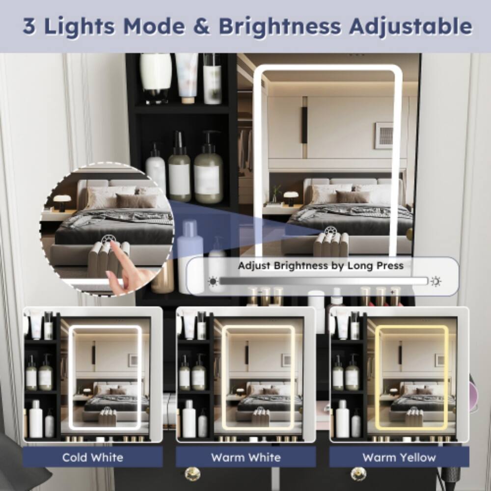 3 Lights Mode & Brightness Adjustable  
Adjust Brightness by Long Press  
Cold White  
Warm White  
Warm Yellow