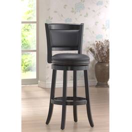 Hivvago - 29-inch Swivel Seat Barstool with Faux Leather Cushion Seat - Black