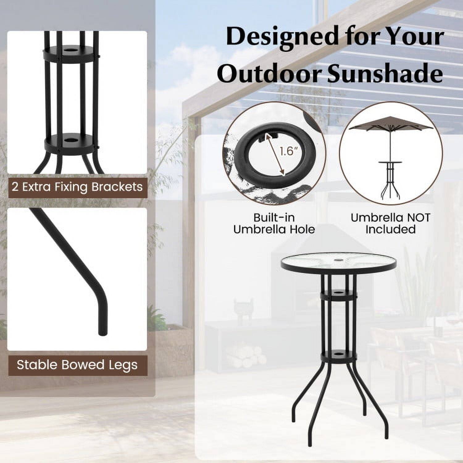 Designed for Your Outdoor Sunshade  
1.6"  
2 Extra Fixing Brackets  
Built-in Umbrella Hole  
Umbrella NOT Included  
Stable Bowed Legs