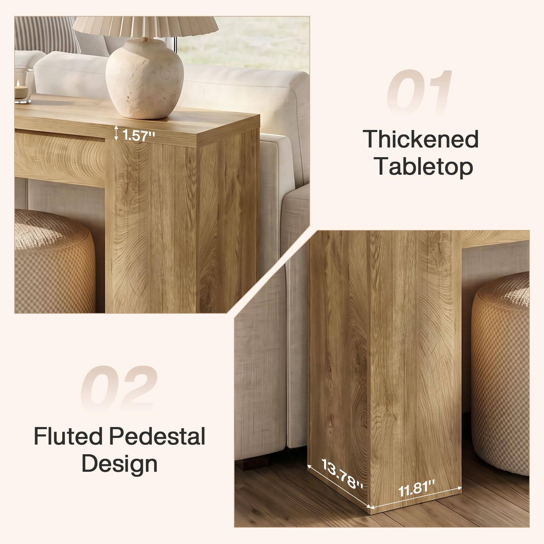 1.57"  
01 Thickened Tabletop  
02 Fluted Pedestal Design  
13.78" 11.81"