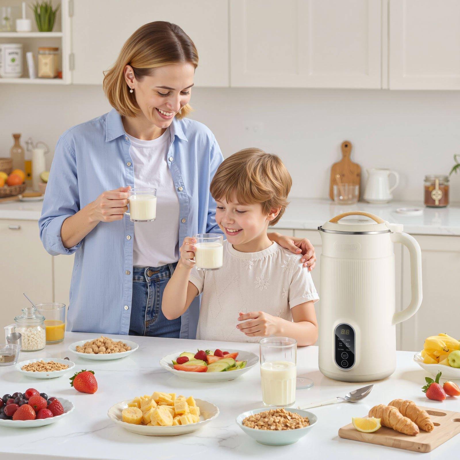 Alt View 1. Glintex - 6-in-1 Nut Milk Maker, 20oz Soy Milk Machine with 6 Blades, High-Temp Self-Cleaning, Boil Water, 12H Delay Function - White.