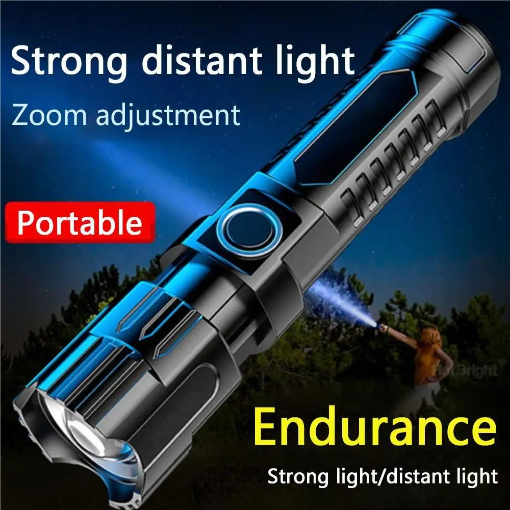 Strong distant light  
Zoom adjustment  
Portable  
Endurance  
Strong light/distant light