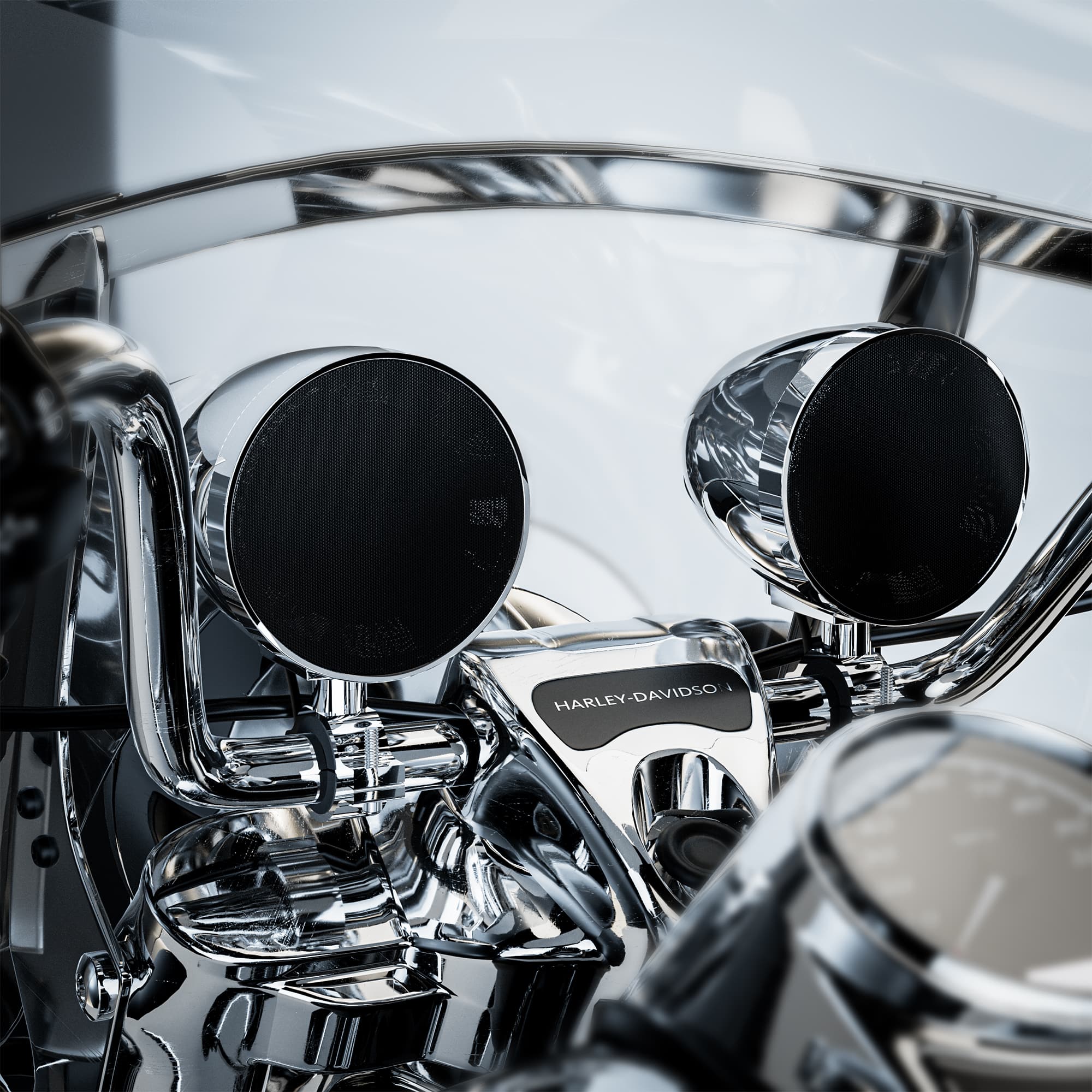 GoHawk - Motorcycle Speakers | 4.25" Waterproof Bluetooth System w/ 4.1 Amp, FM Radio, USB/AUX - Chrome