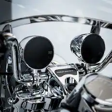 Front. GoHawk - GoHawk Motorcycle Speakers | 4.25" Waterproof Bluetooth System w/ 4.1 Amp, FM Radio, USB/AUX - Chrome.