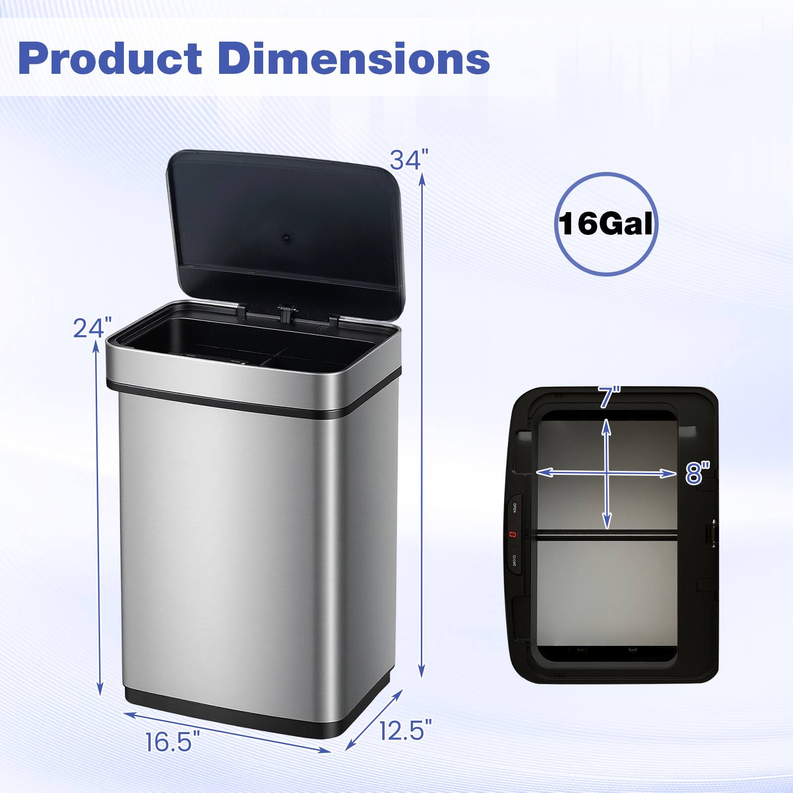Product Dimensions: 34" x 16Gal x 24" x 8" x 16.5" x 12.5"