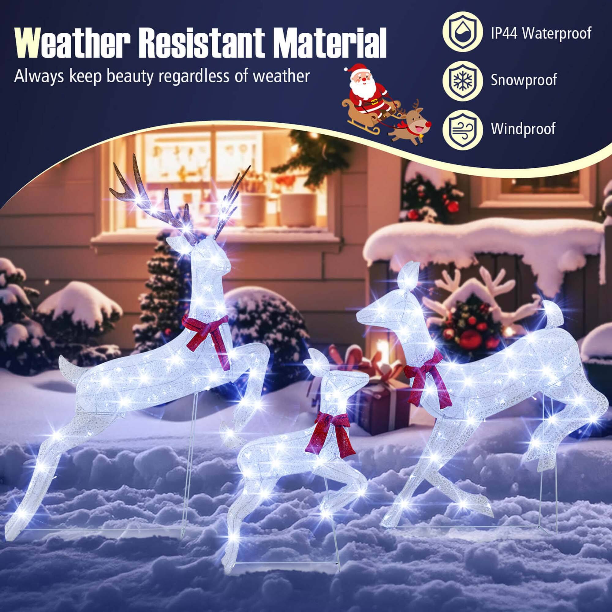 Weather Resistant Material  
Always keep beauty regardless of weather  

IP44 Waterproof  
Snowproof  
Windproof