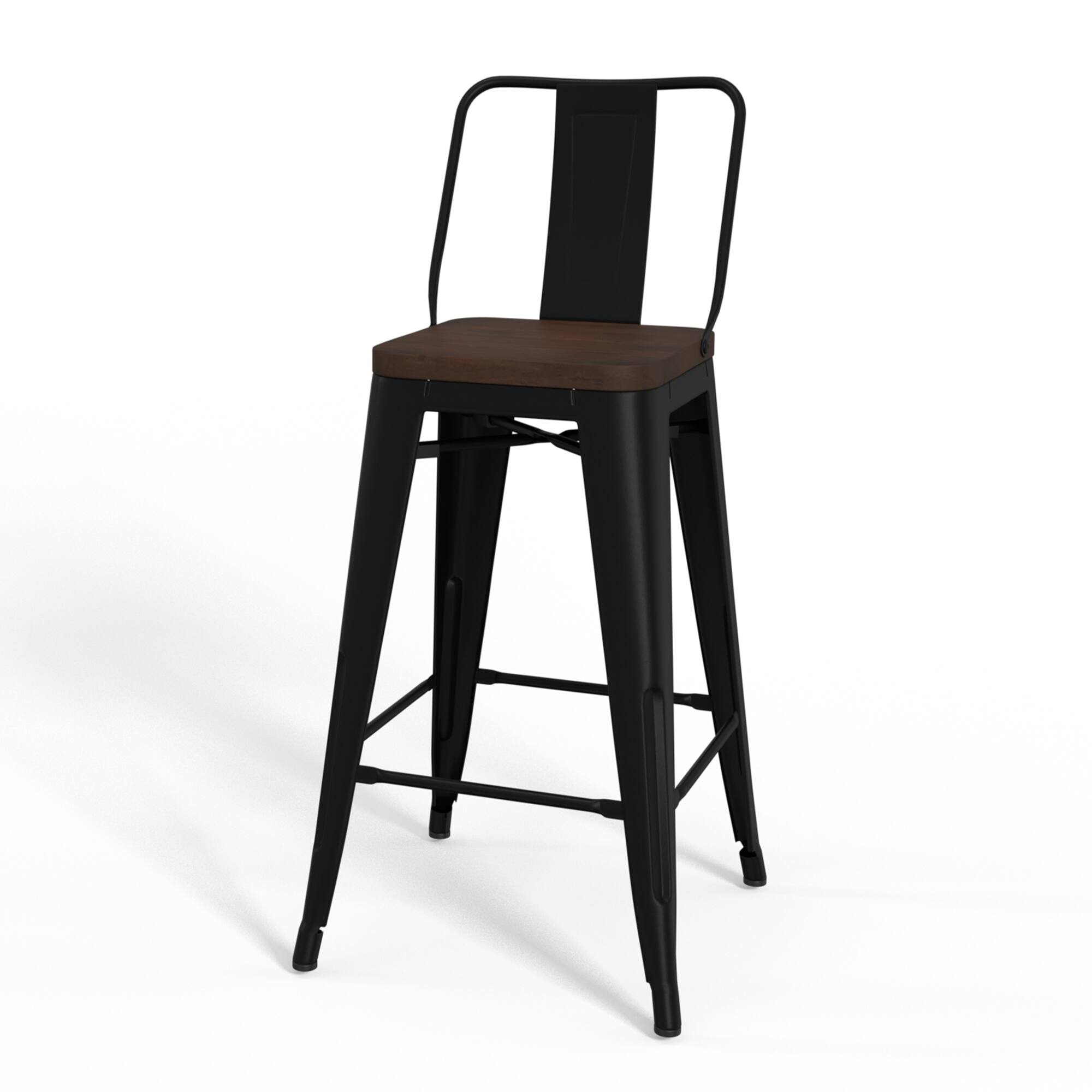 Alt View 17. Simpli Home - Rayne Metal and Wood Counter Height Stool (Set of 2) - Black.