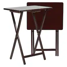 Front. PJ Wood - PJ Wood Folding TV Snack Tray Folding Table Desk Stand, Espresso Brown, Set of 2 - Espresso.