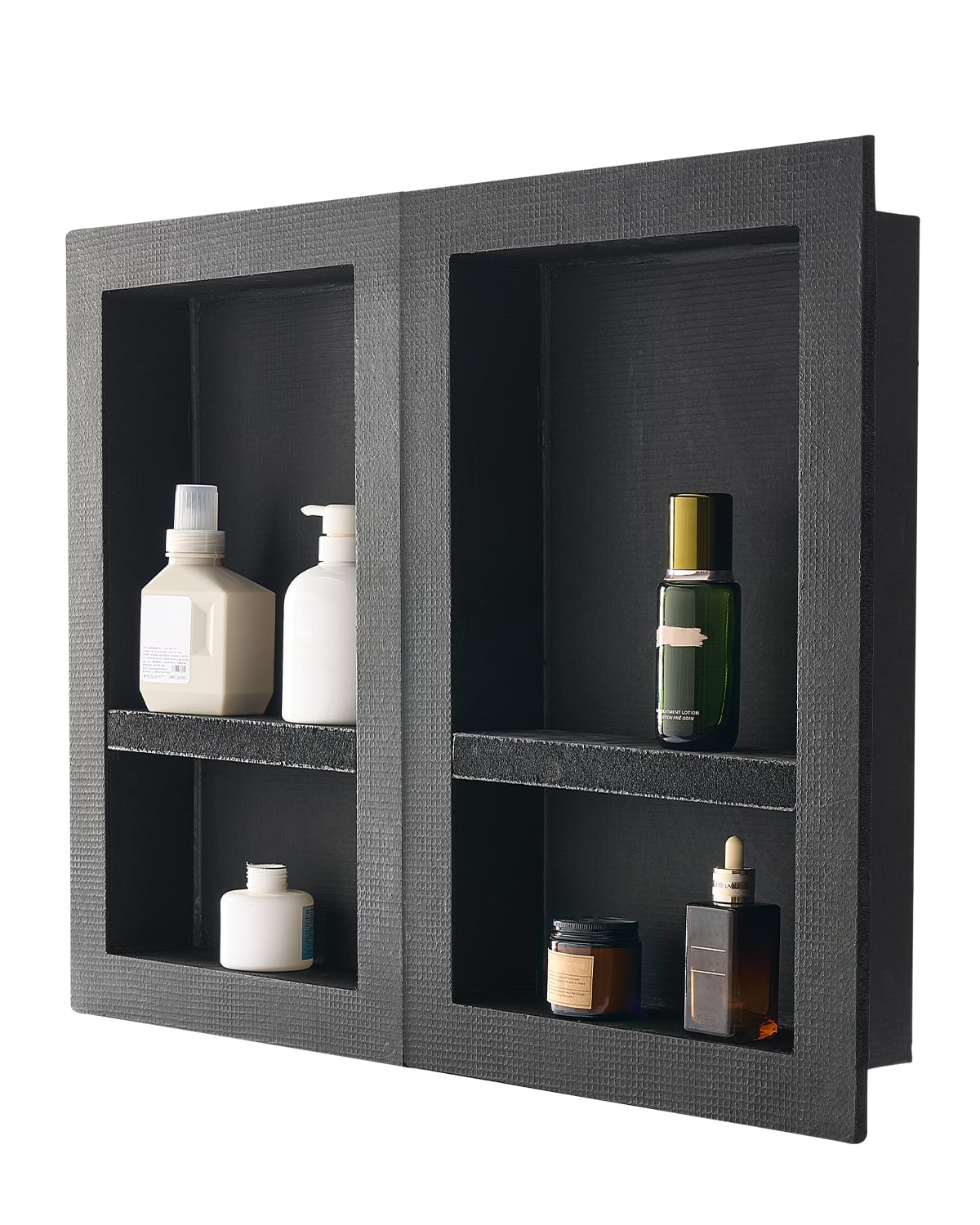 VEVOR - Shower Niche, 16 x 24 inch + 16 x 24 inch Recessed Wall Niche with Movable Shelf, 4 inch Thick Modern Soap&Shampoo - Black