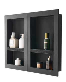 VEVOR - Shower Niche, 16 x 24 inch + 16 x 24 inch Recessed Wall Niche with Movable Shelf, 4 inch Thick Modern Soap&Shampoo - Black