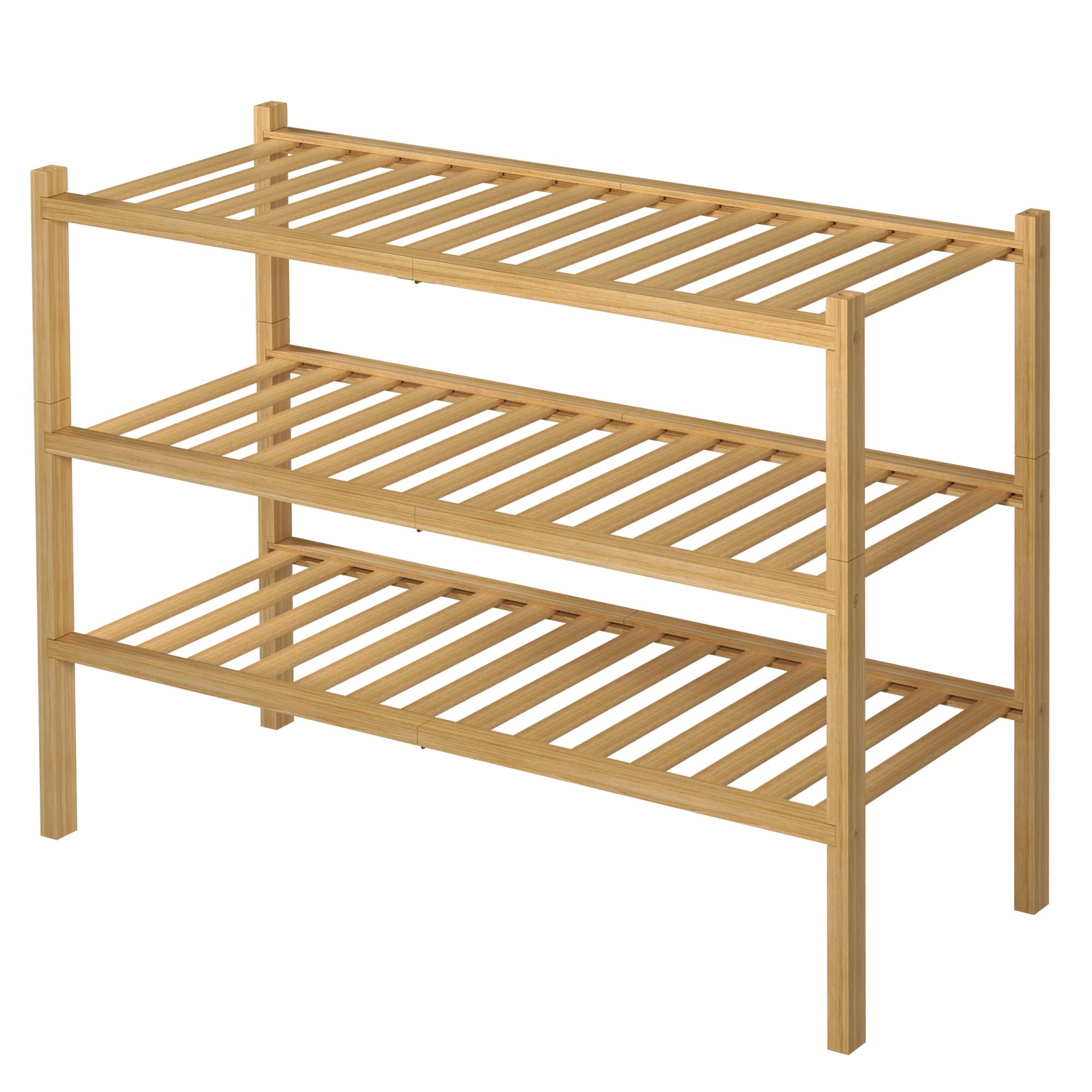 Alt View 7. Hanke - Shoe Rack For Closet Free Standing Wood Shelf Storage Organizer Entryway Space Stackable 27 x11 x20   natural - White 2 Tier.