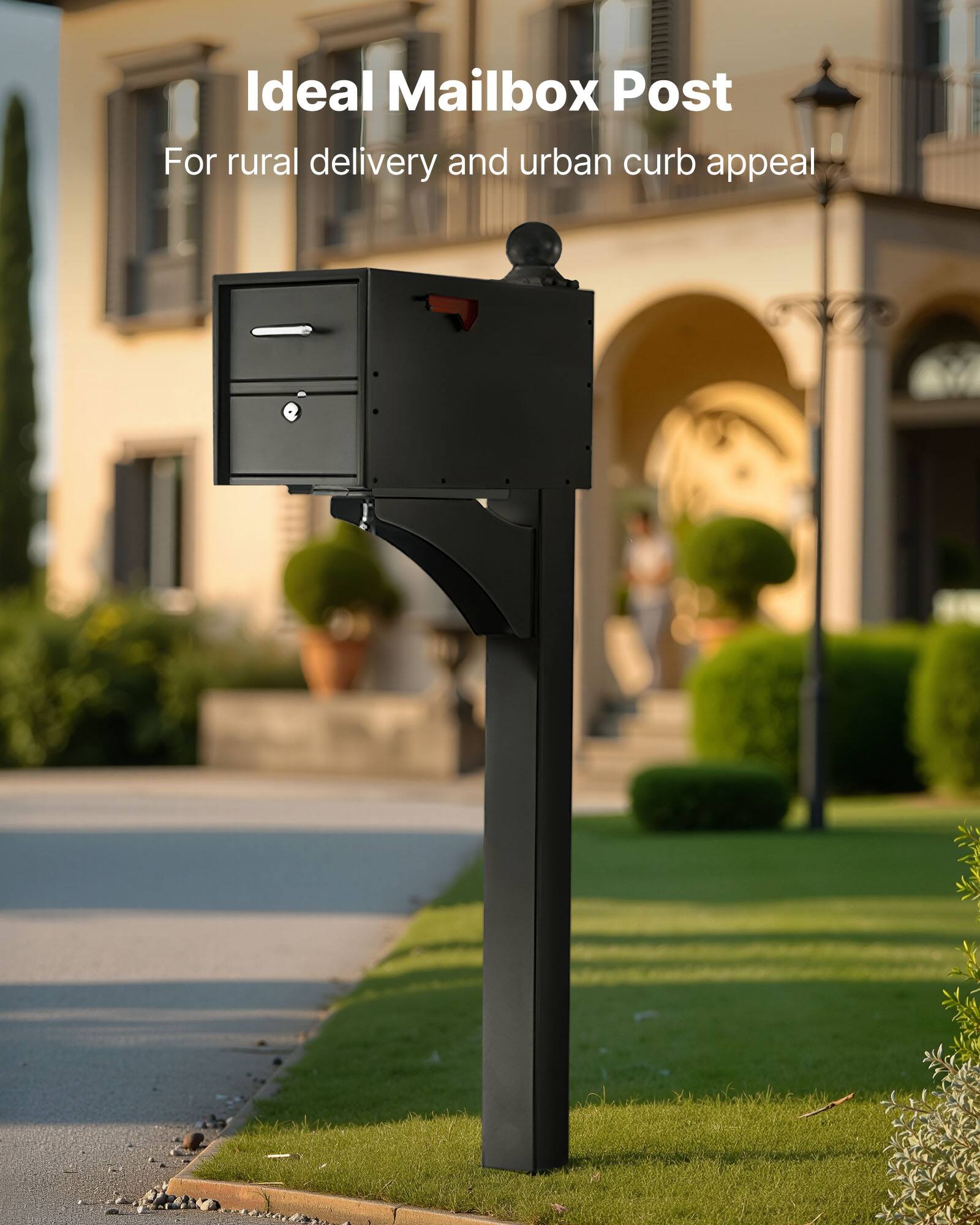 Ideal Mailbox Post  
For rural delivery and urban curb appeal