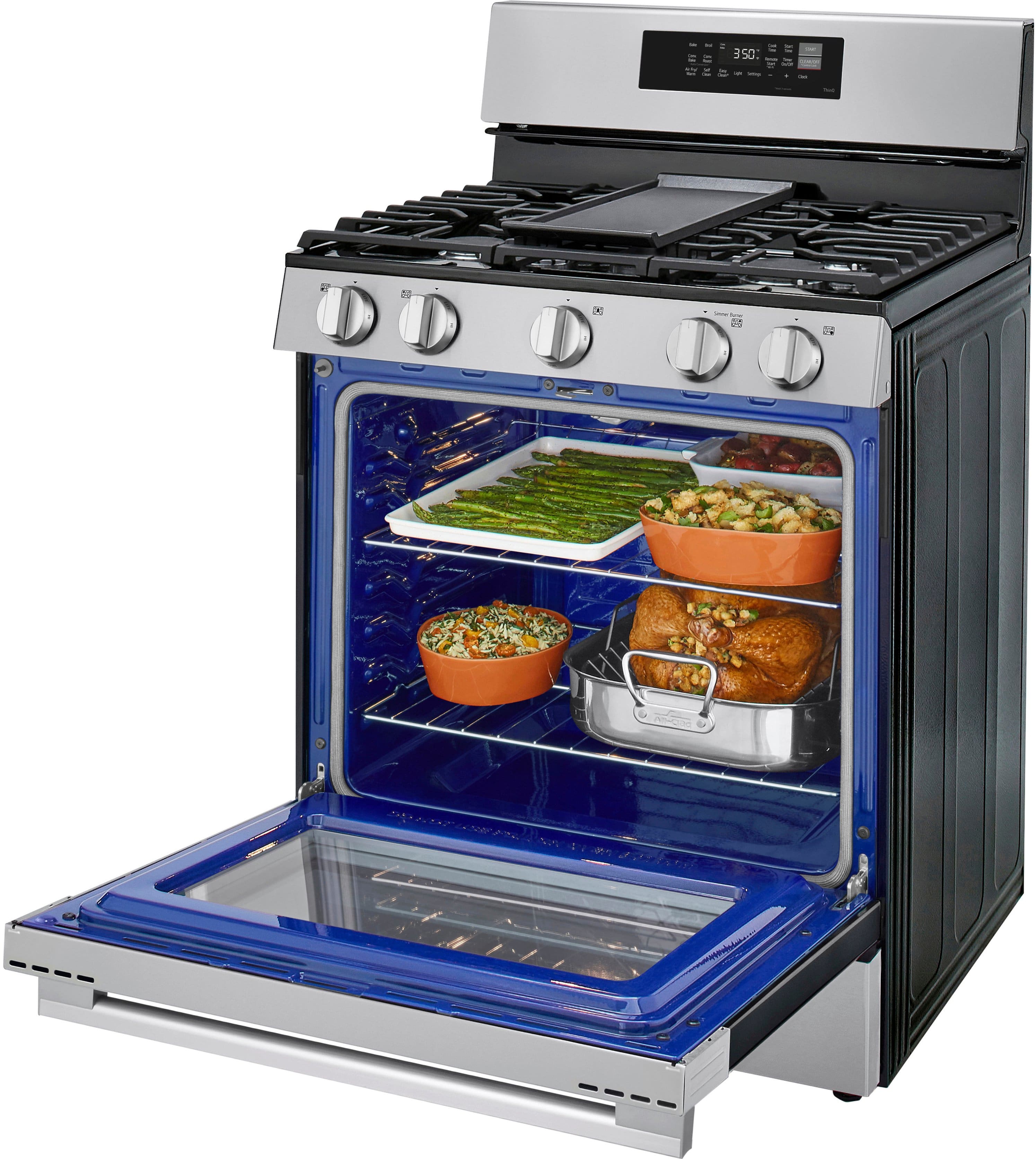 Alt View 10. LG - 6.3 Cu. Ft. Freestanding Gas True Convection Smart Range with EasyClean, Air Fry and UltraHeat 20K Burner - Stainless Steel.