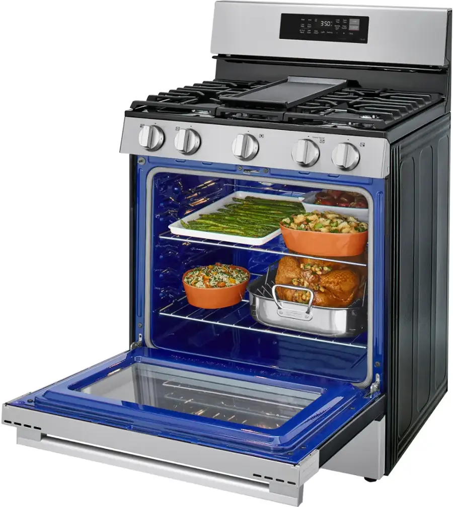 Alt View 10. LG - 6.3 Cu. Ft. Freestanding Gas True Convection Smart Range with EasyClean, Air Fry and UltraHeat 20K Burner - Stainless Steel.