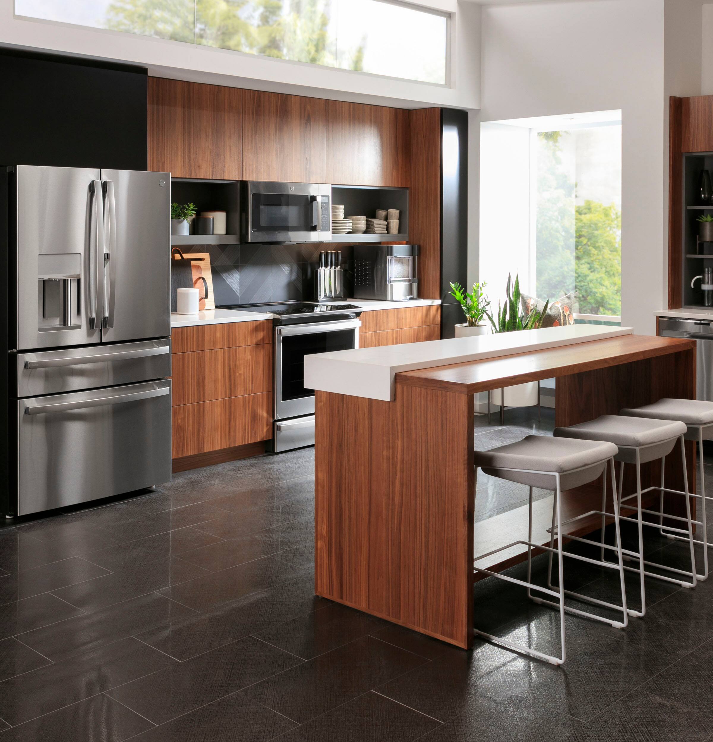 Alt View 24. GE Profile - 36 in. Wide 27.9 Cu. Ft. 4-Door French Door Smart Refrigerator with Hands-Free AutoFill - Stainless Steel.