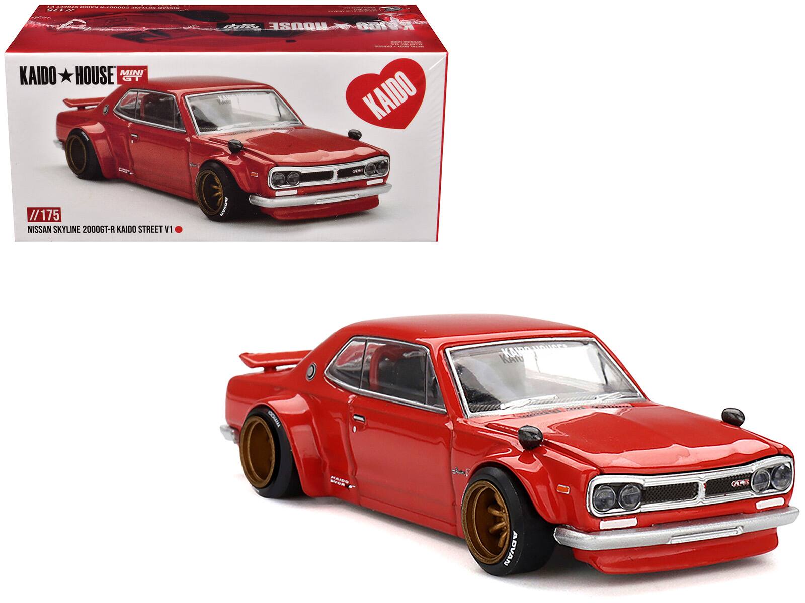 Mini GT - Nissan Skyline 2000GT-R (KPGC10) Kaido Street V1 RHD 1/64 Diecast Model by Jun Imai Kaido House Special - Red