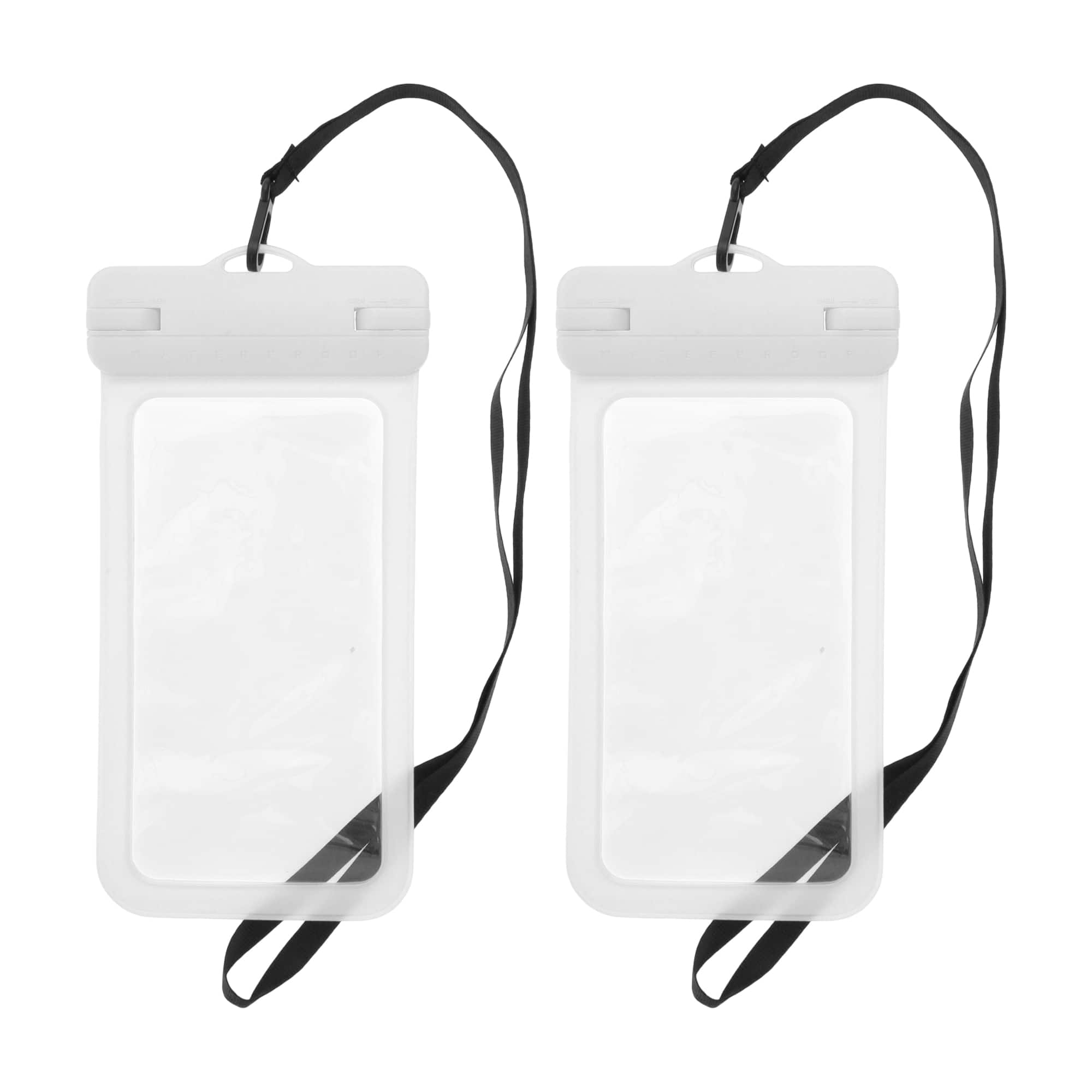 Unique Bargains - 2pcs Wide Side Mobile Waterproof Bag Universal Waterproof Case Compatible for Phone 4.92"x9.65" - White