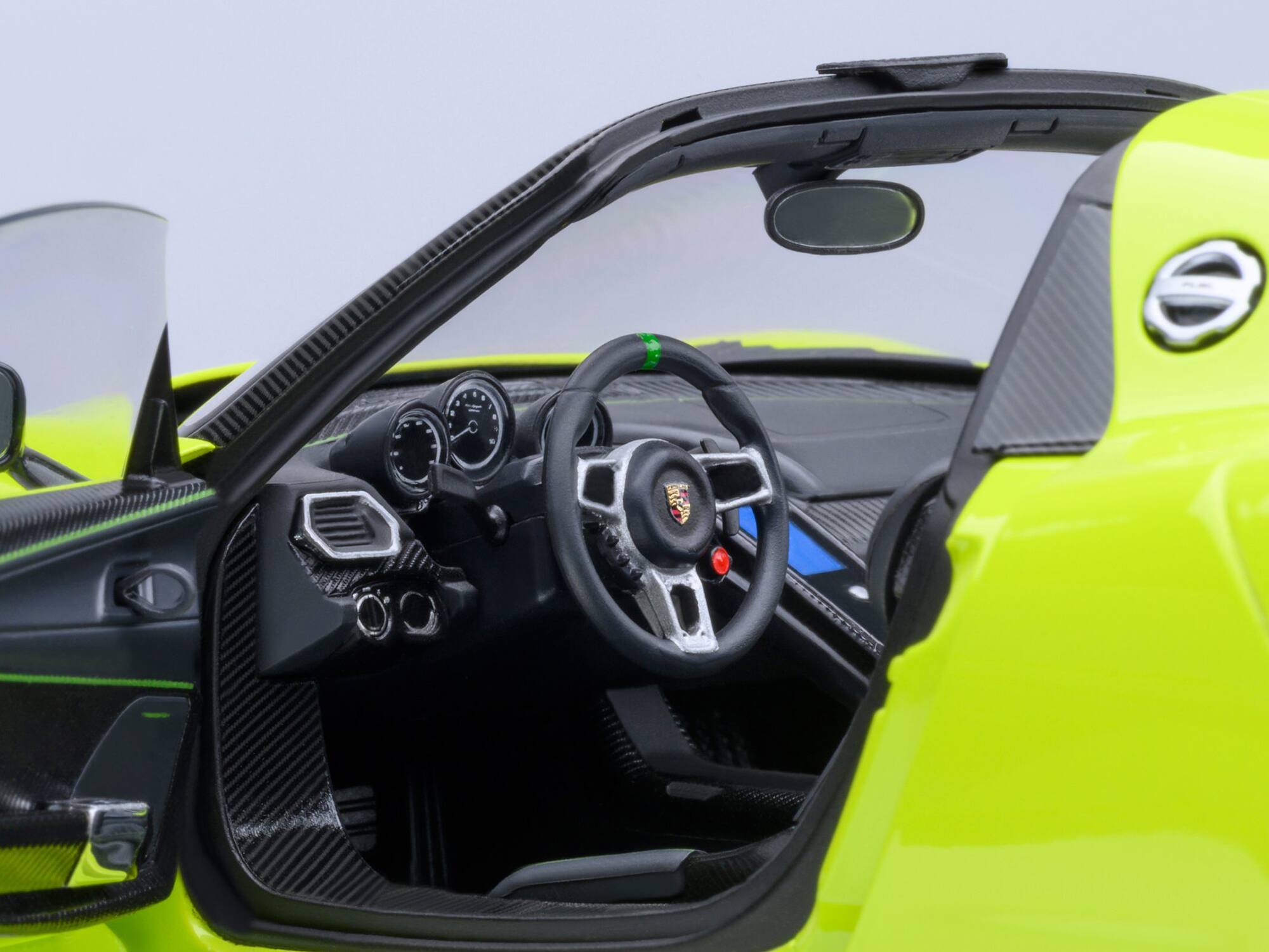 Alt View 4. Autoart - Porsche 918 Spyder "Weissach Package" Acid Green 1/18 Model Car by Autoart.