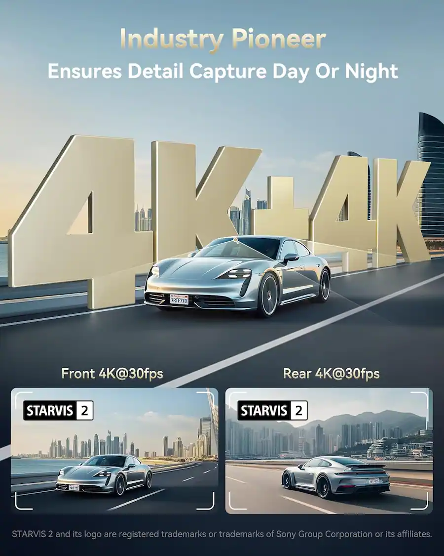 Video Screen Capture Cool Rear REDTIGER 4K Dual HDR 4'' Touch Screen Dash Cam , Voice Control , 5G ...