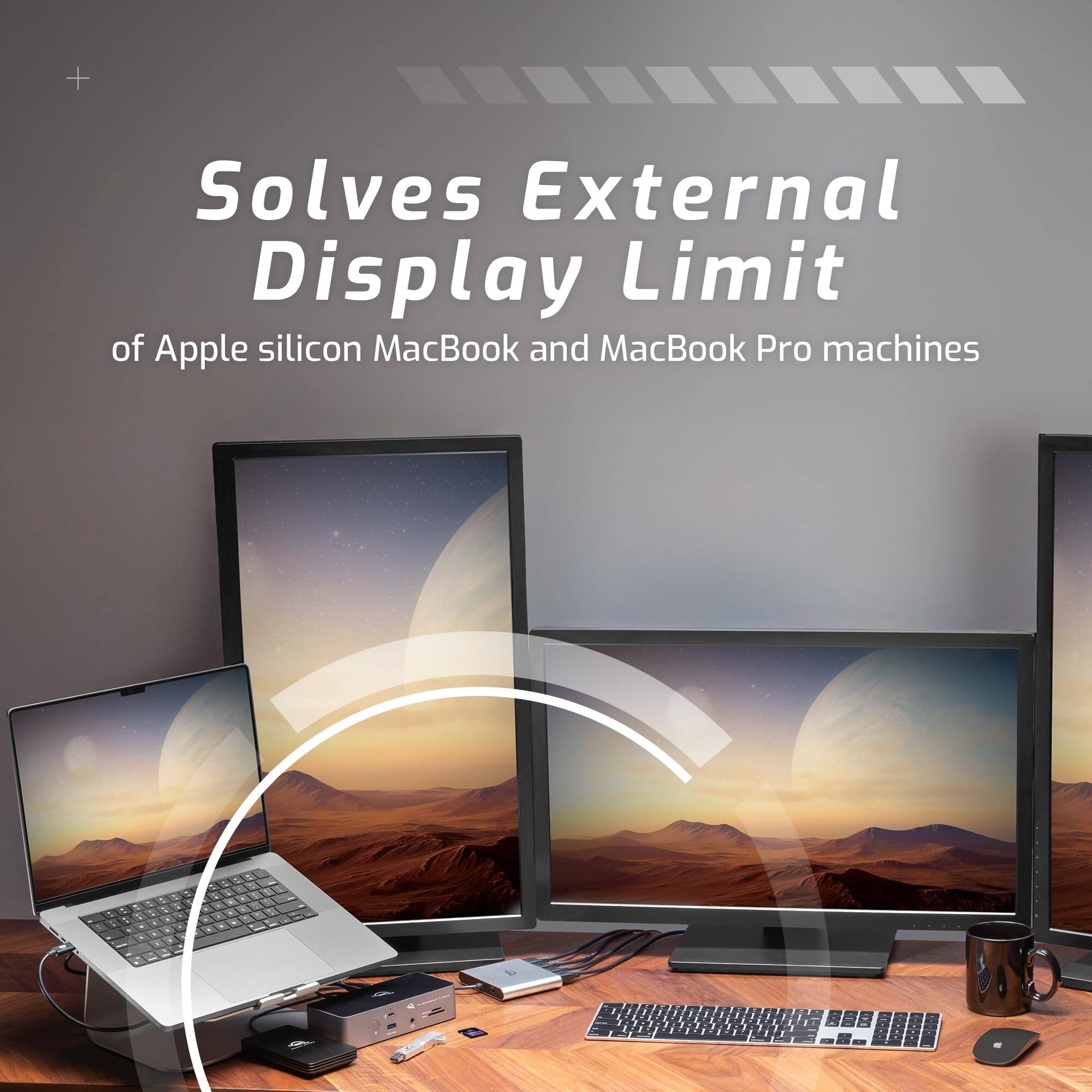 Solves External Display Limit  
of Apple silicon MacBook and MacBook Pro machines