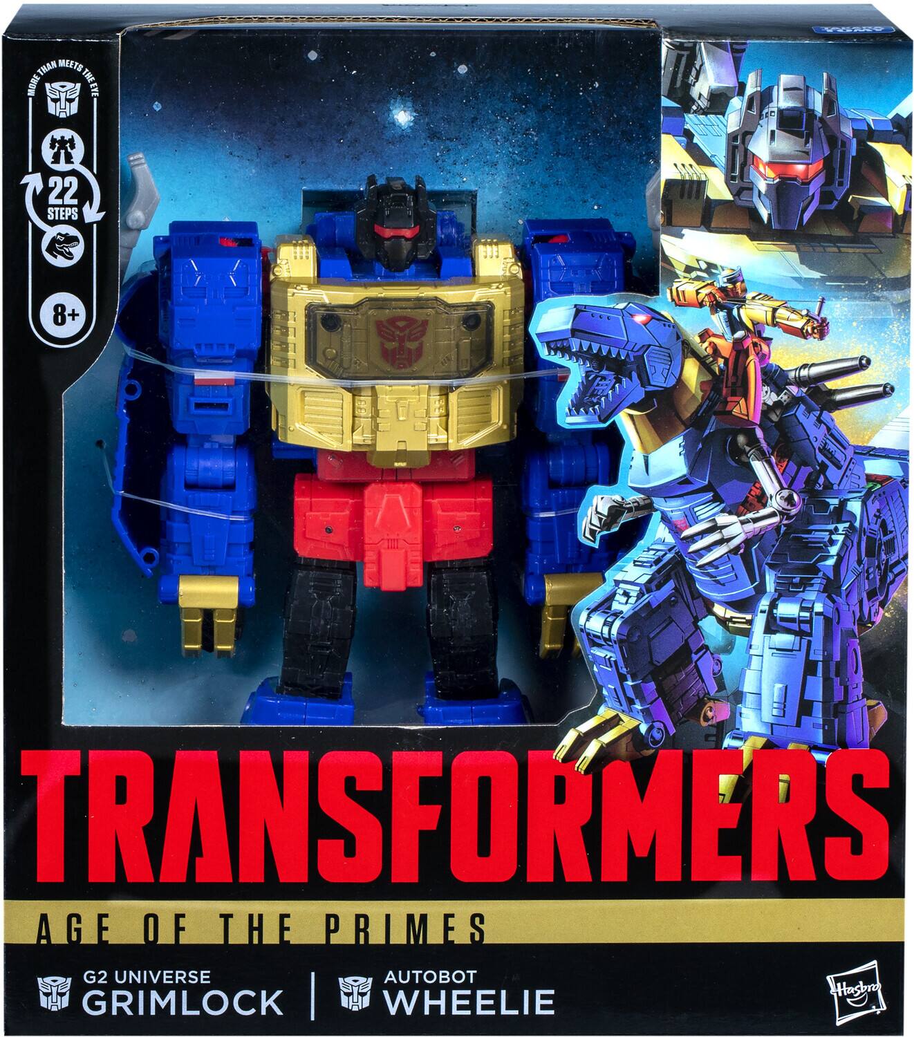 The text on the image is:

"TRANSFORMERS AGE OF THE PRIMES G2 UNIVERSE AUTOBOT | GRIMLOCK WHEELIE"

The corrected text from the user's input is:

"WAKS THAN MEETE THE MORE ETE 22 STEPS 8+ TRANSFORMERS AGE OF THE PRIMES G2 UNIVERSE AUTOBOT | AHastro GRIMLOCK WHEELIE"