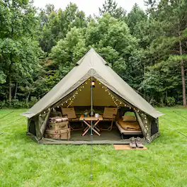 Anysun - 4 Season Bell Tent 13.1 FT – Waterproof Glamping Yurt Tent with Stove Jack, Fits 8 People, Family Camping - Green