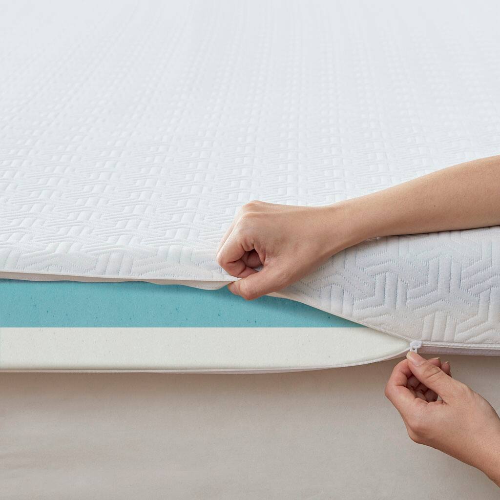 Alt View 3. Glintex - 4" Memory Foam Mattress Topper, Soft Support for Pressure Relief and Better Sleep - White.