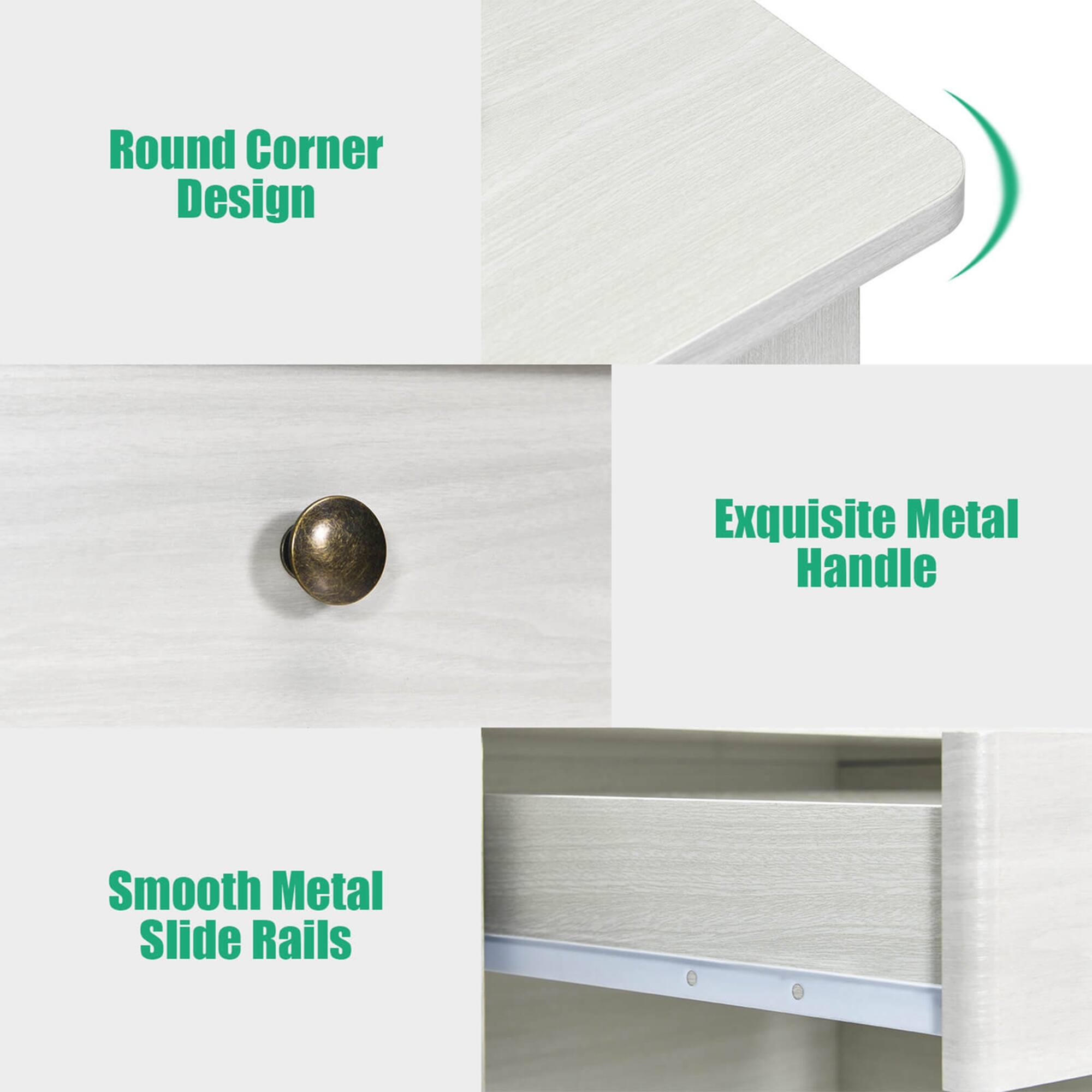 Round Corner Design, Exquisite Metal Handle, Smooth Metal Slide Rails