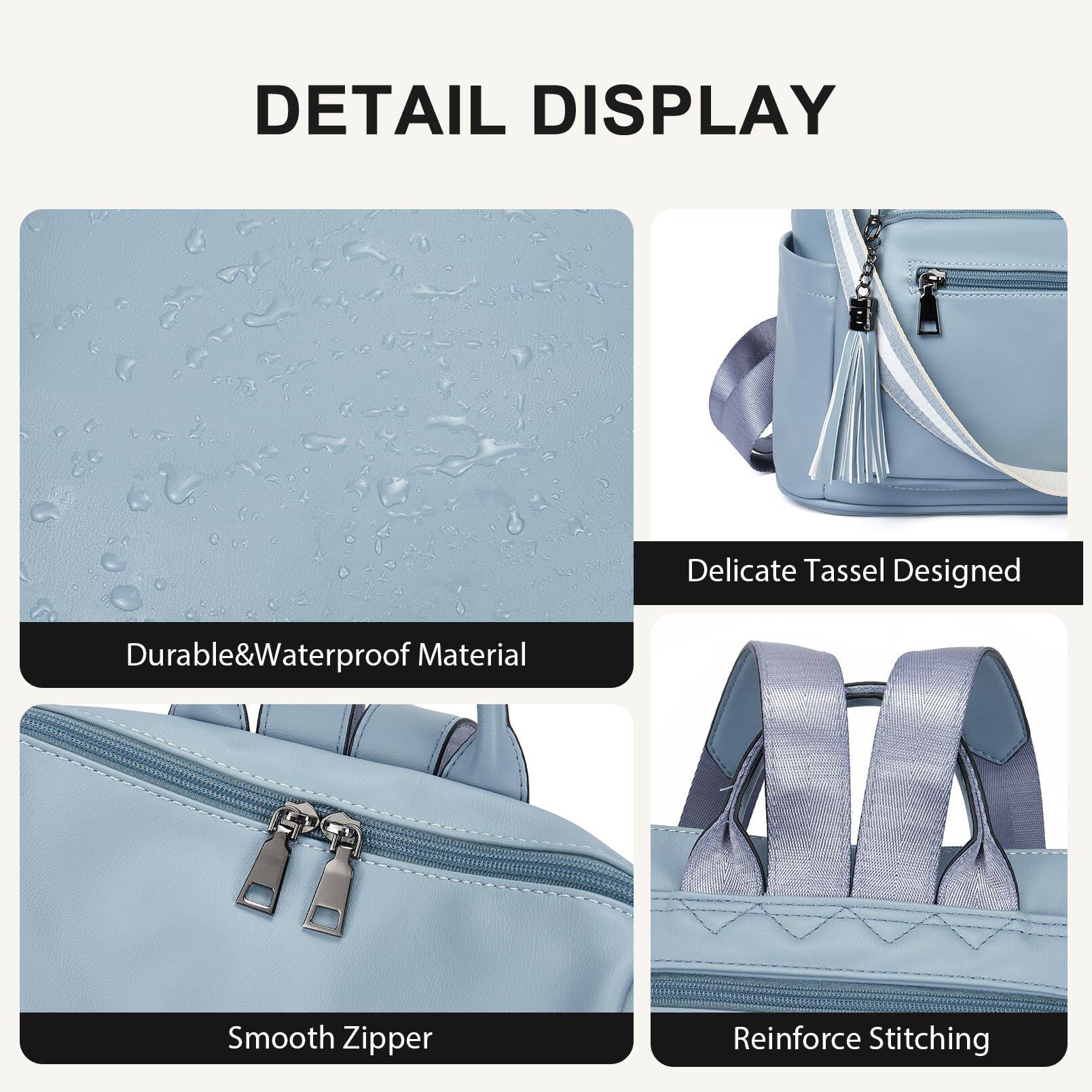 Alt View 2. Pacoar Cade - Womens Backpack Purse Vegan Leather Large Travel College Shoulder Bag With Tassel - 1-black Fine Lines.