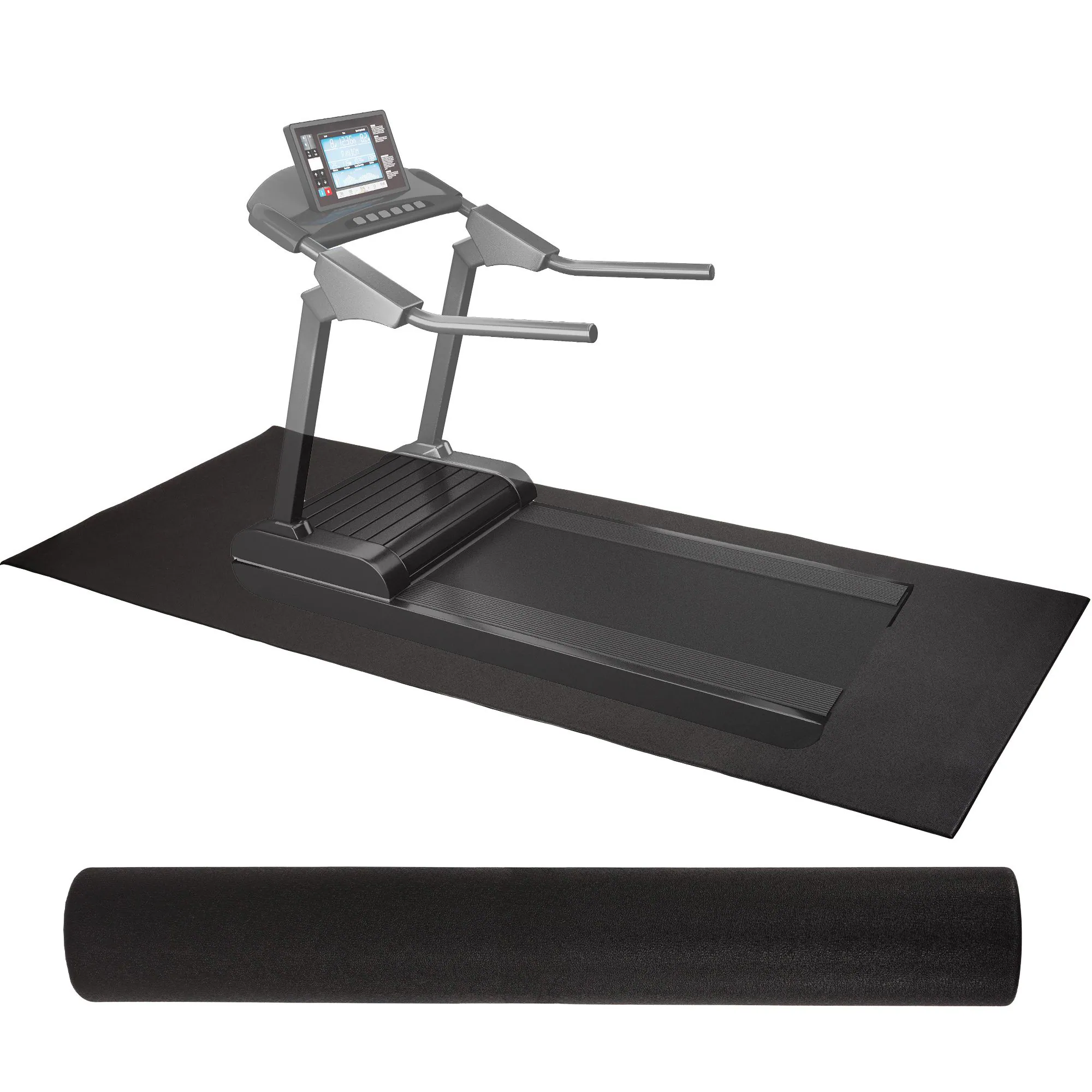 Front. Elevon - BalanceFrom Fitness 3' x 6.5' High Density Gym Equipment Mat, Floor Protection - Black.