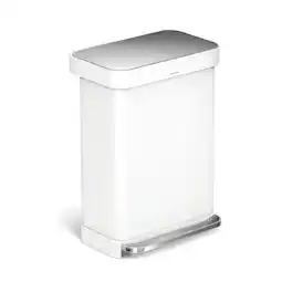 simplehuman - 55L rectangular step can with liner pocket, steel - White