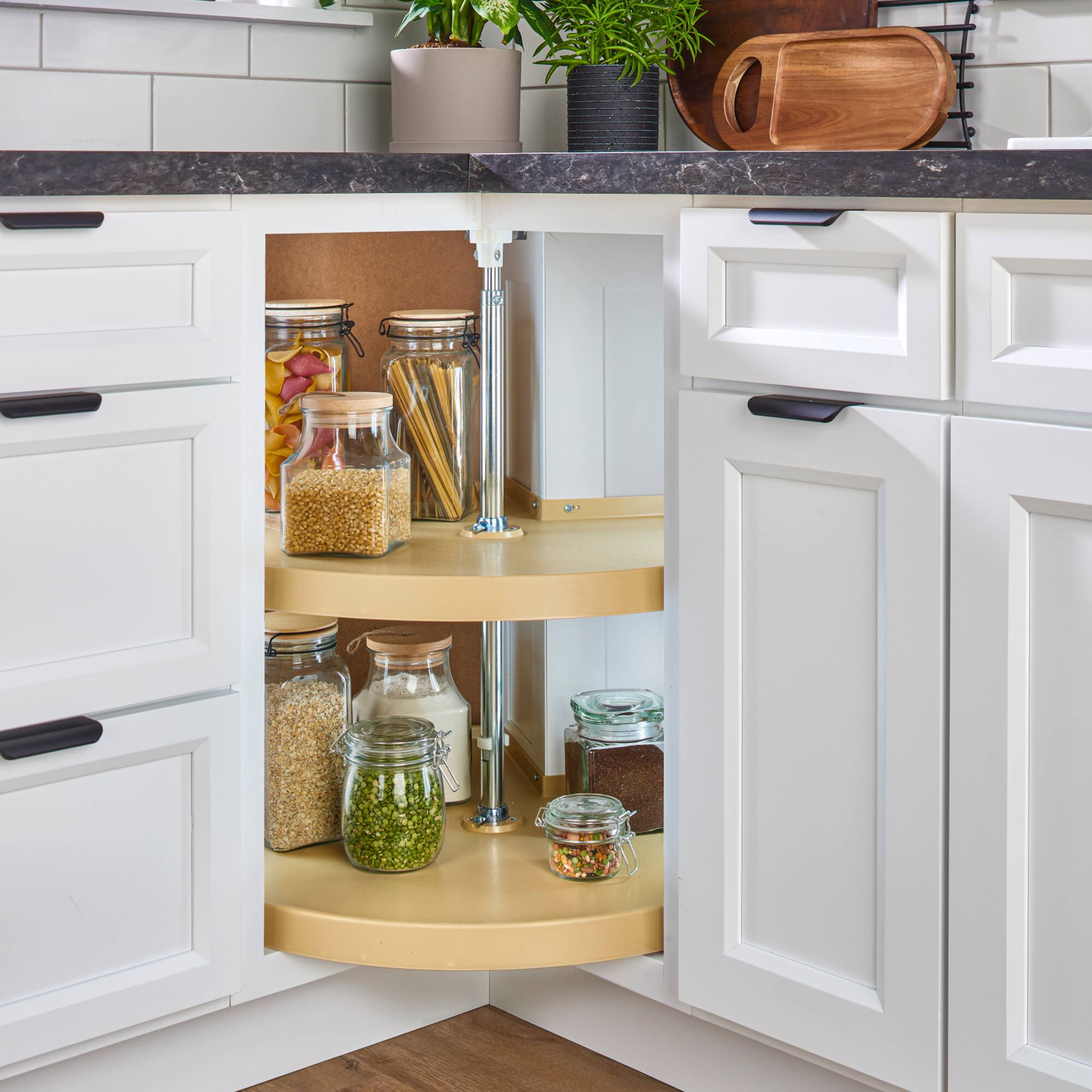 Alt View 1. Rev-A-Shelf - Rev-A-Shelf 28'' Lazy Susan Pie-Cut Polymer 2-Shelf, Almond, 6942-28-15-52 - Almond.