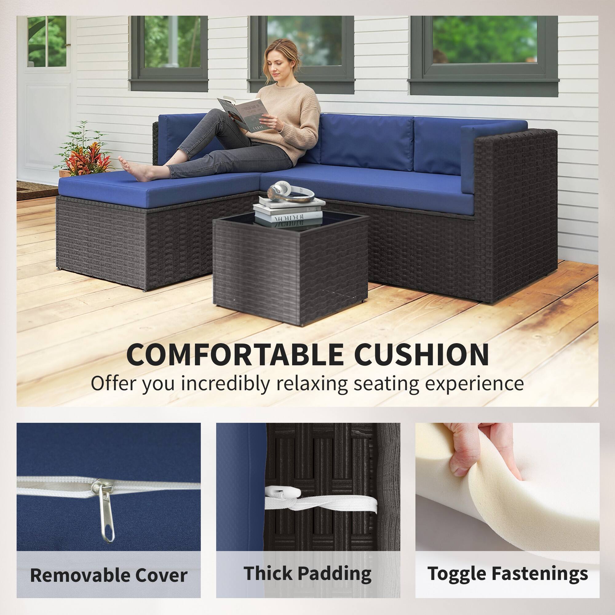 rEmre COMFORTABLE CUSHION  
Offer you incredibly relaxing seating experience  
Removable Cover  
Thick Padding  
Toggle Fastenings