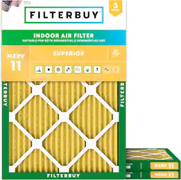Filterbuy - 21x21.5x1 MERV 11 Pet & Allergy Defense, Electrostatic Pleated HVAC AC Furnace Air Filters Replacement (3-Pack) - Gold