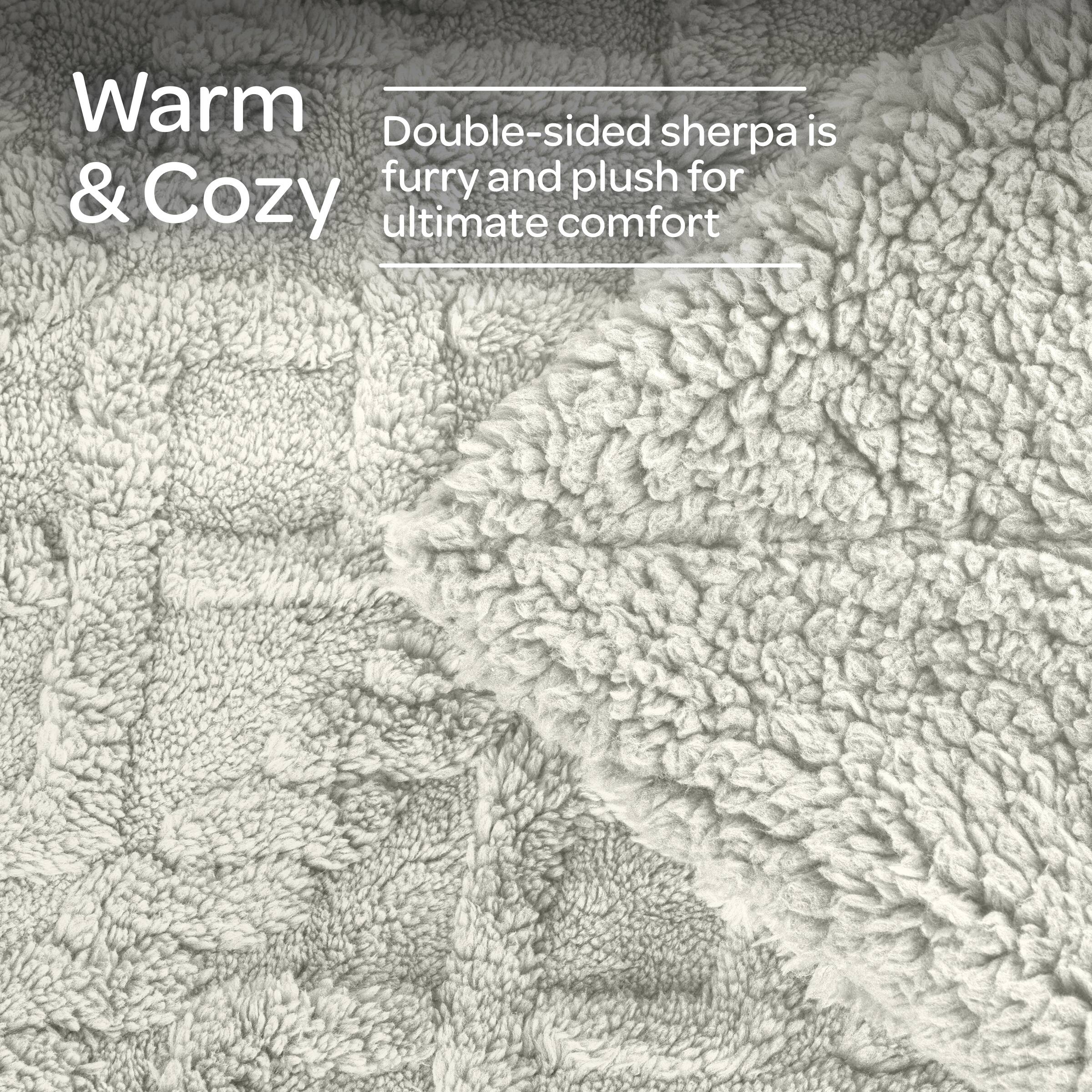 Warm & Cozy

Double-sided sherpa is furry and plush for ultimate comfort