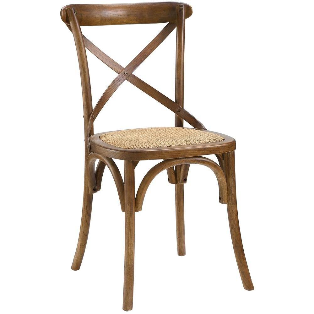 Left. FurniFact - Bicast Leather Dining Side Chair with Comfortable Seat and Modern Design - Brown.