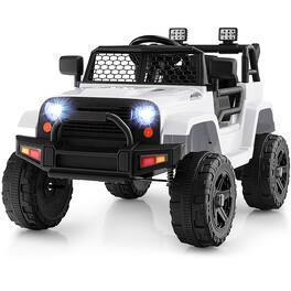 Gymax - 12V Kids Ride On Truck Car Electric Vehicle Remote w/ Music & Light - White