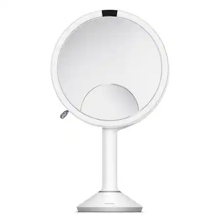 Front. simplehuman - sensor mirror trio, white stainless steel - White.