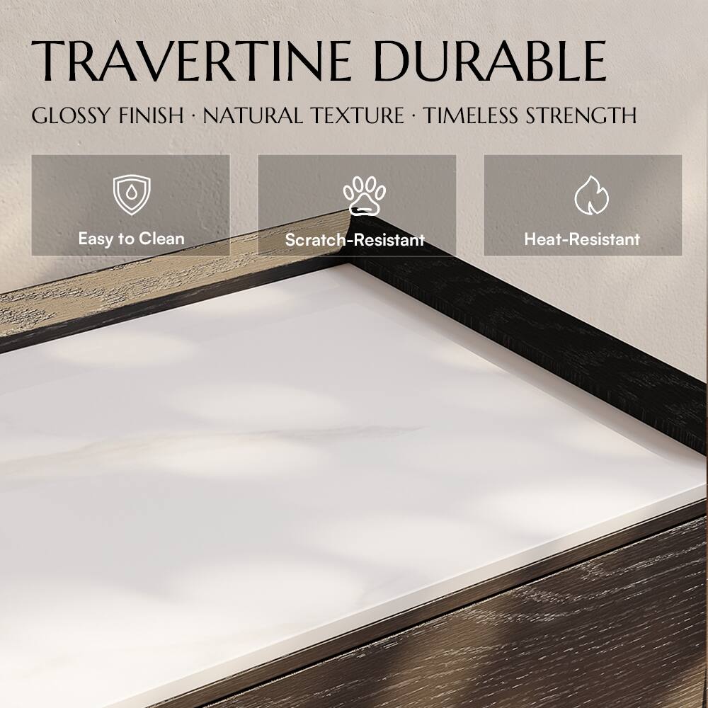 TRAVERTINE DURABLE  
GLOSSY FINISH • NATURAL TEXTURE • TIMELESS STRENGTH  

Easy to Clean  
Scratch-Resistant  
Heat-Resistant