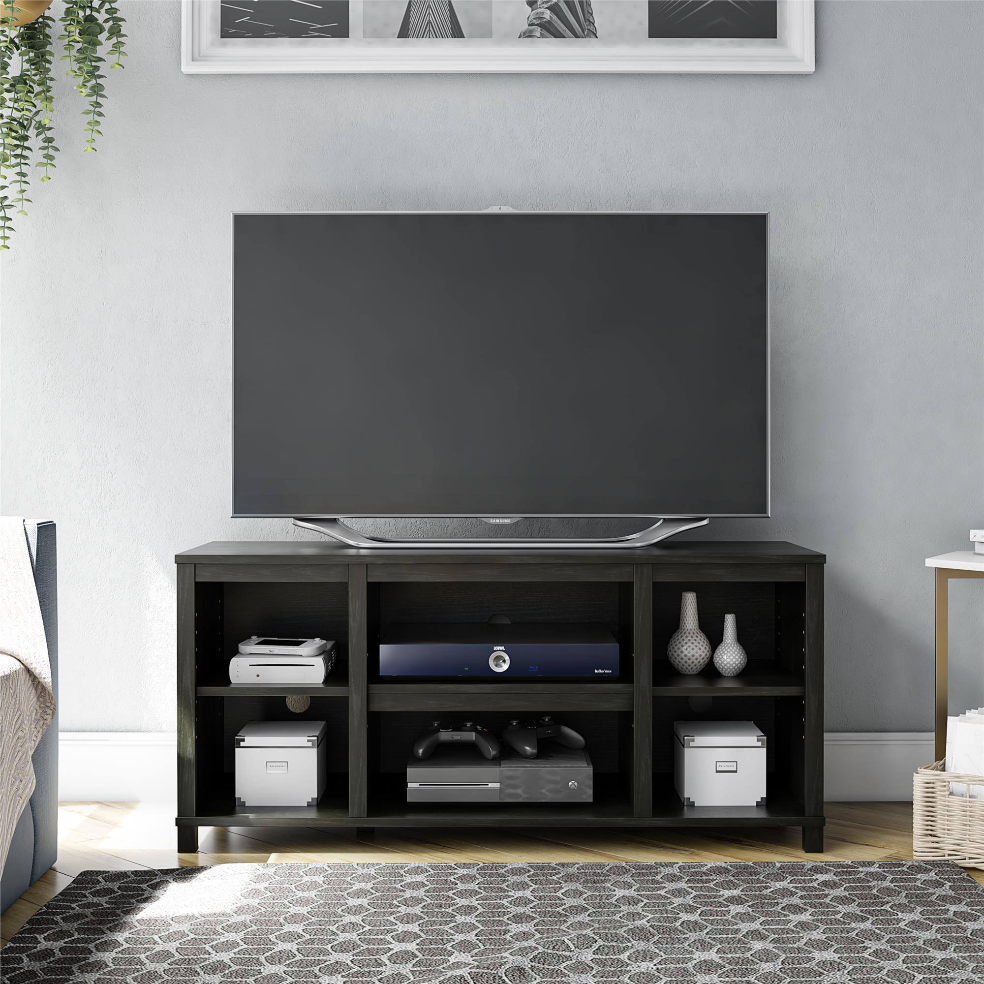 Alt View 2. Spaco - Spaco 50" TV Stand with Cord Management Holes, 3 Adjustable Shelves for Living Room Media Storage - Black.