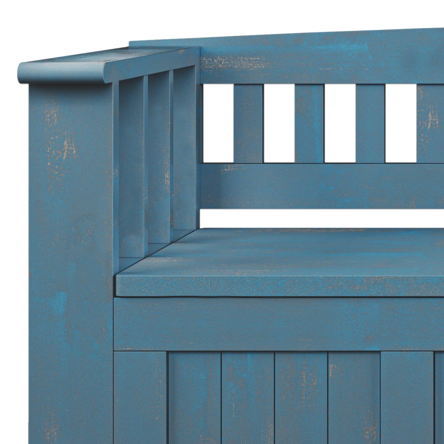 Alt View 6. Simpli Home - Acadian SOLID WOOD 48 inch Wide Transitional Entryway Storage Bench in Distressed Coastal Blue - Distressed Coastal Blue.